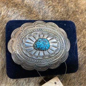 Vintage Western Turquoise Silver Buckle